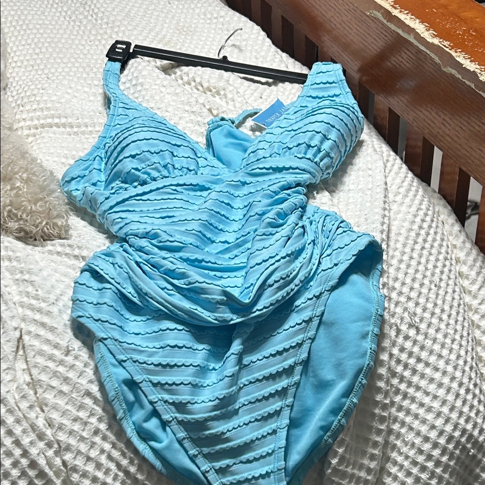 Draper James Aqua Blue One-Piece Swimsuit - Picture 3 of 6